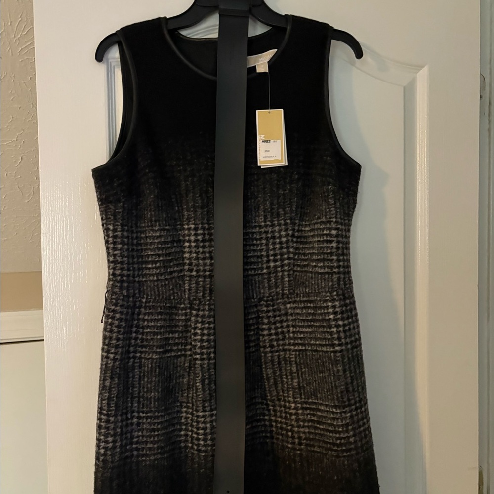 Michael Kors Black and Gray Plaid Mini Dress